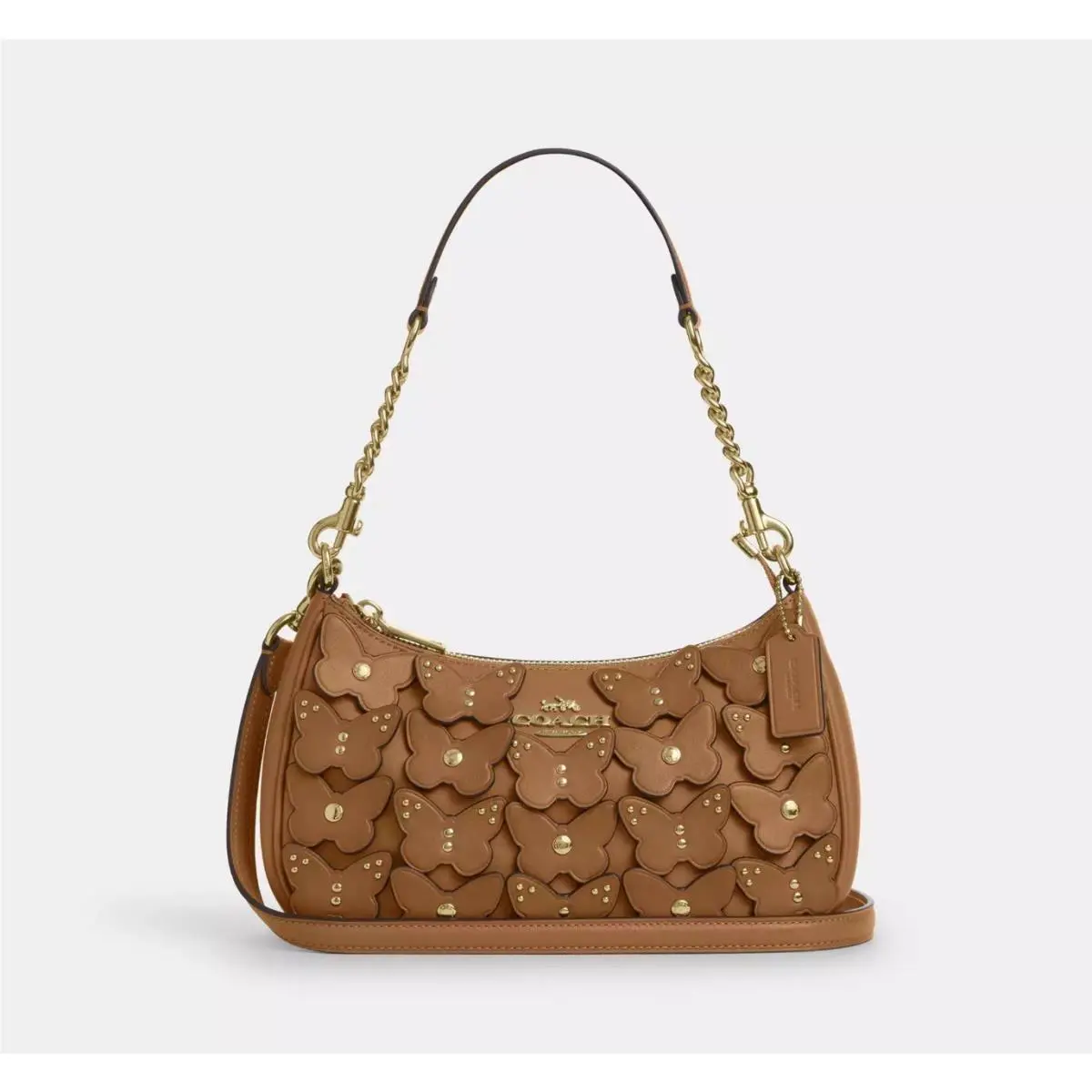 Coach Teri Shoulder Bag with Butterfly Appliqué Im/honey Brown CAJ97