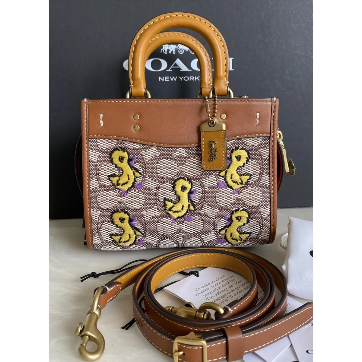 Coach Cocoa Burnished Amber Jacquard / Leather Rogue 17 with Ducks