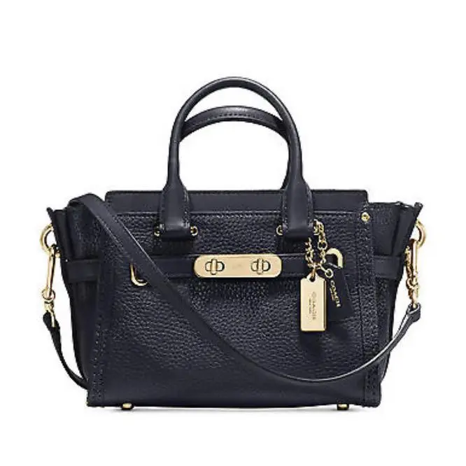 Coach Swagger 20 IN Pebble Leather 36235 Navy Women’s Bag Light Gold