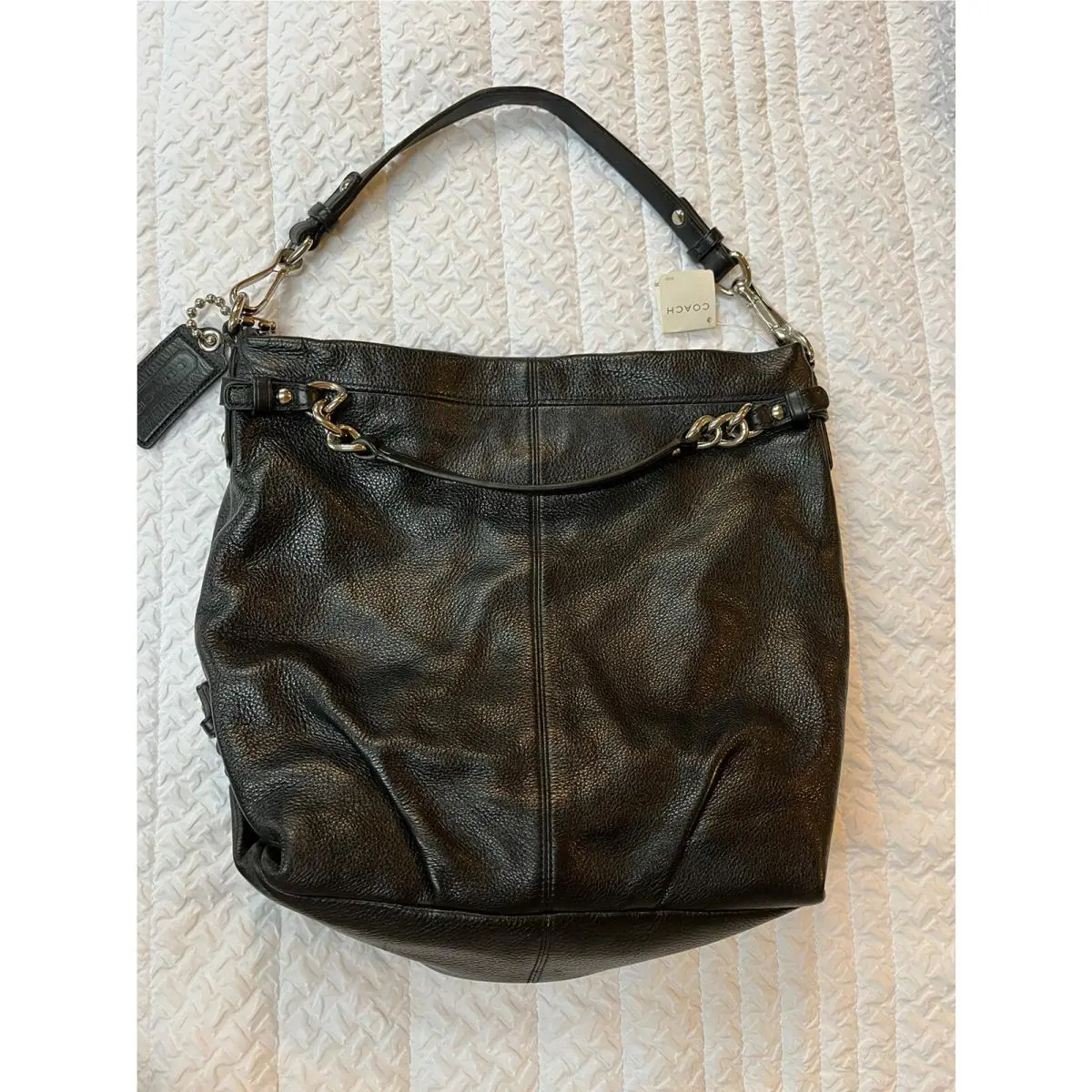 Nwt.. Coach Brooke Black Pebble Leather Purse. Lrg Lined Includes Cloth Giftbag