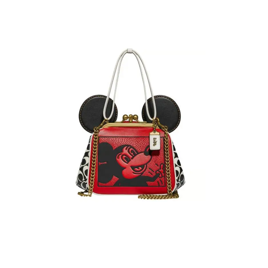 Coach x Keith Haring Disney Mickey Mouse Black Frame Kiss Lock Cross Body