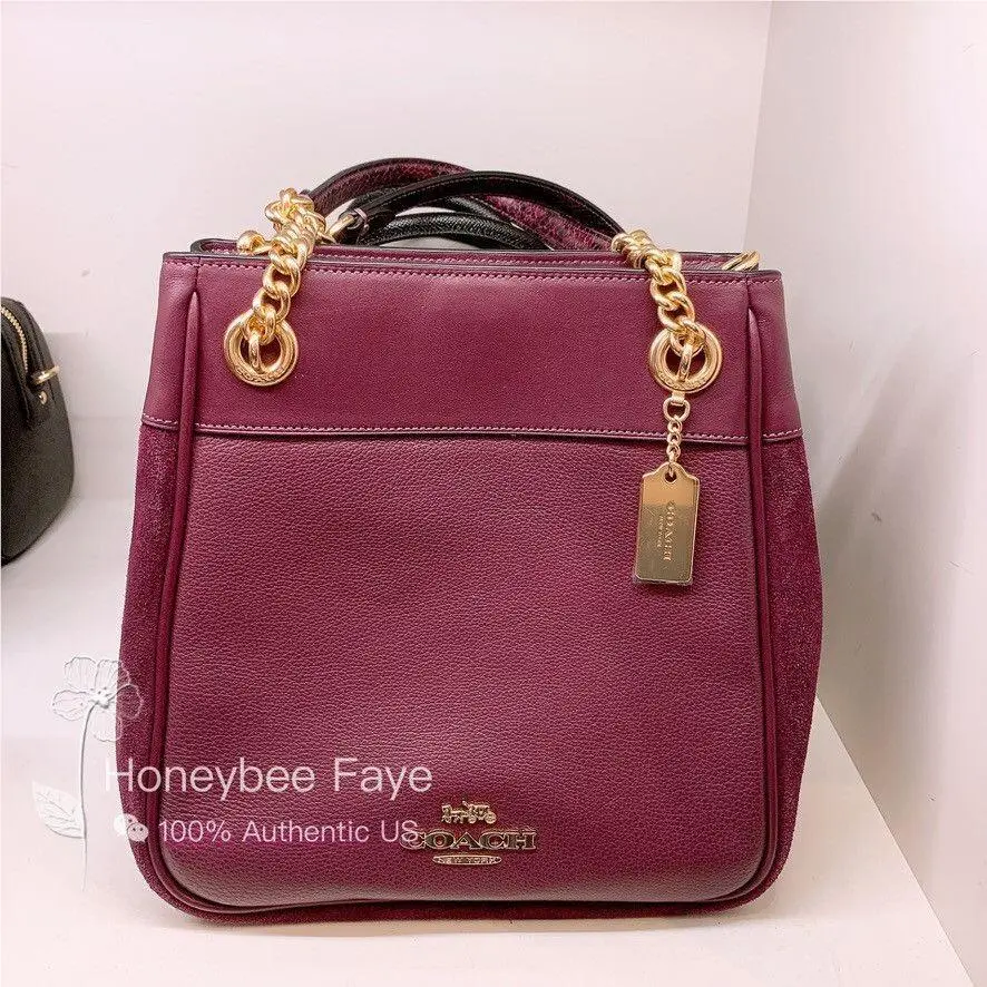 Coach CC880 Cammie Chain Bucket Bag Leather Suede Crossbody Purse