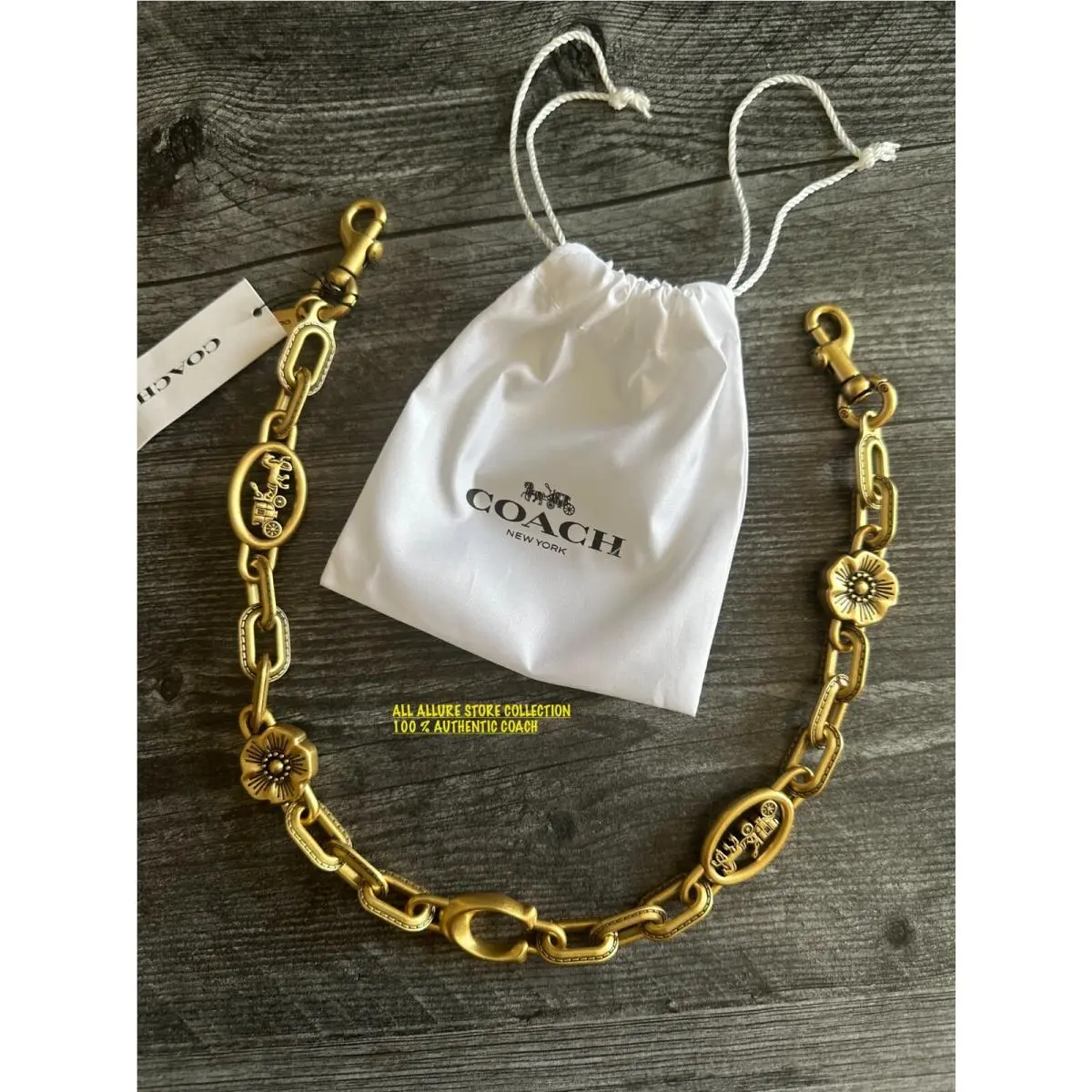 Coach Horse Carriage Tea Rose Chain Strap Brass/brass CX180