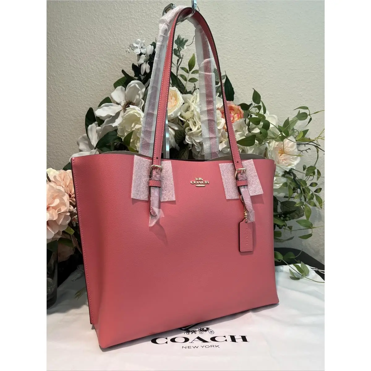 Coach Leather Mollie Tote Shoulder Bag Taffy Pink