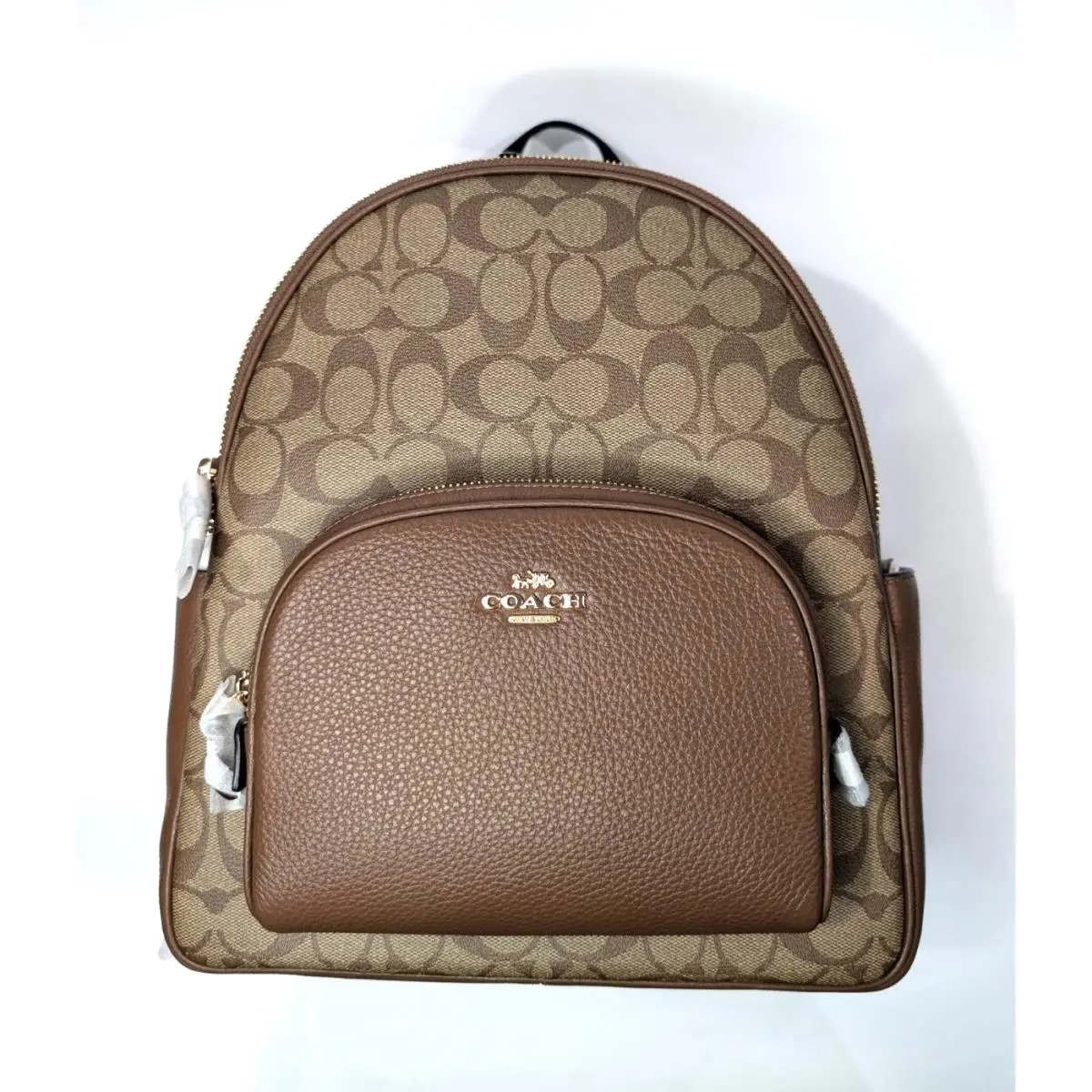 Coach Court Khaki/sadle 2 Signature Coated Canvas Leather Backpack 5671