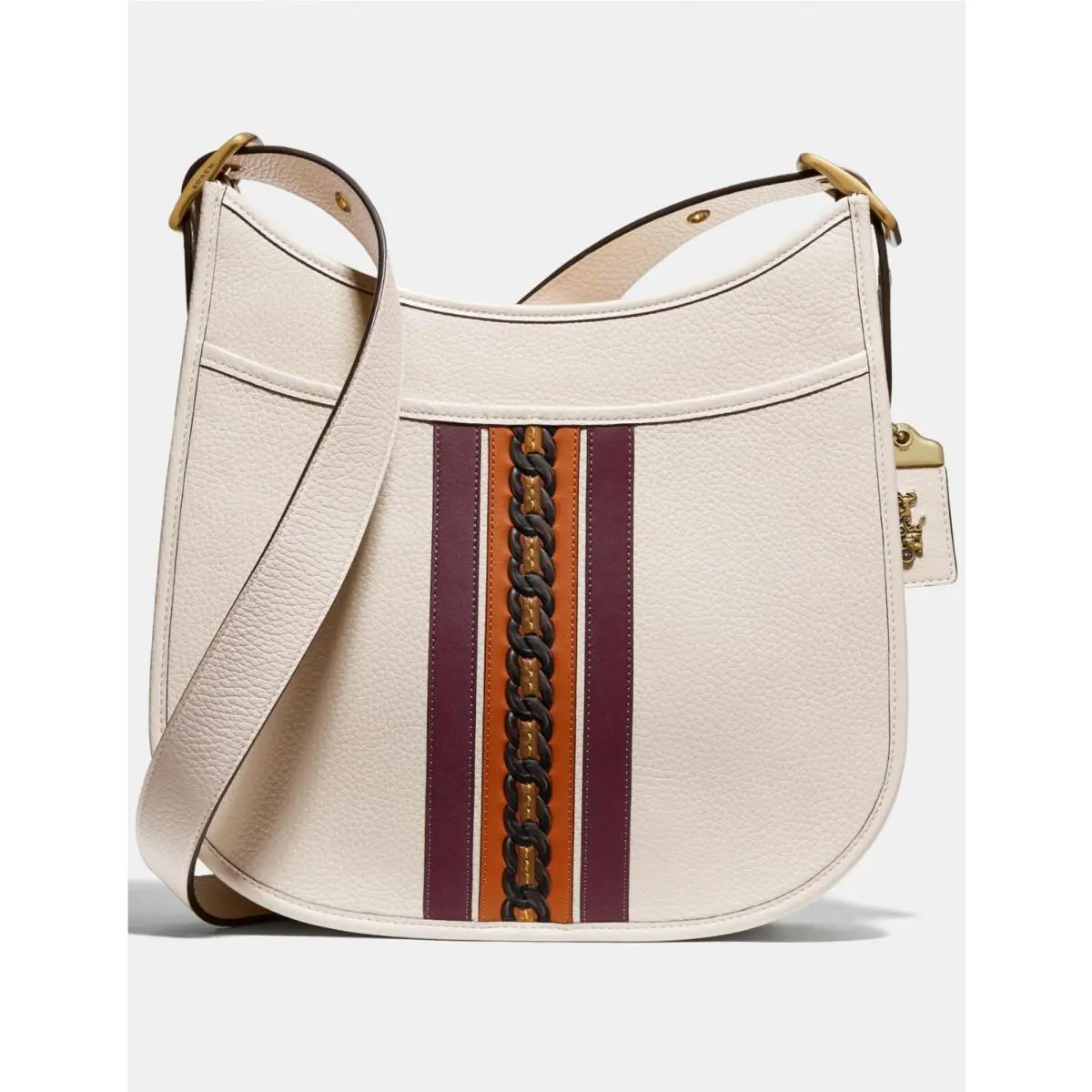 Coach 89122 Varsity Stripe Emery Leather Shoulder/crossbody Bag in B4/Chalk