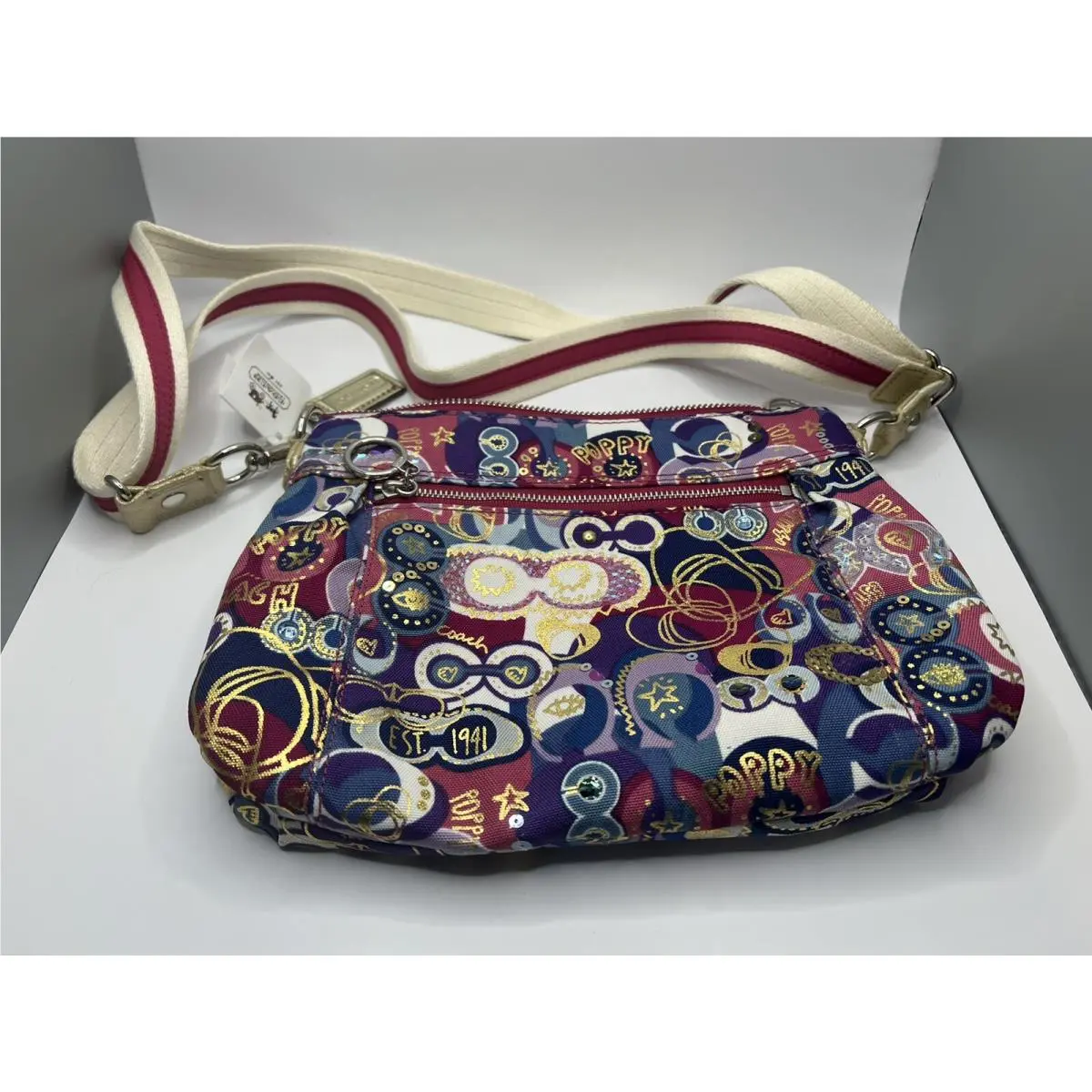 Poppy Pop C Signature Graffiti Crossbody Sequin Limited Edition 46347 by Coach