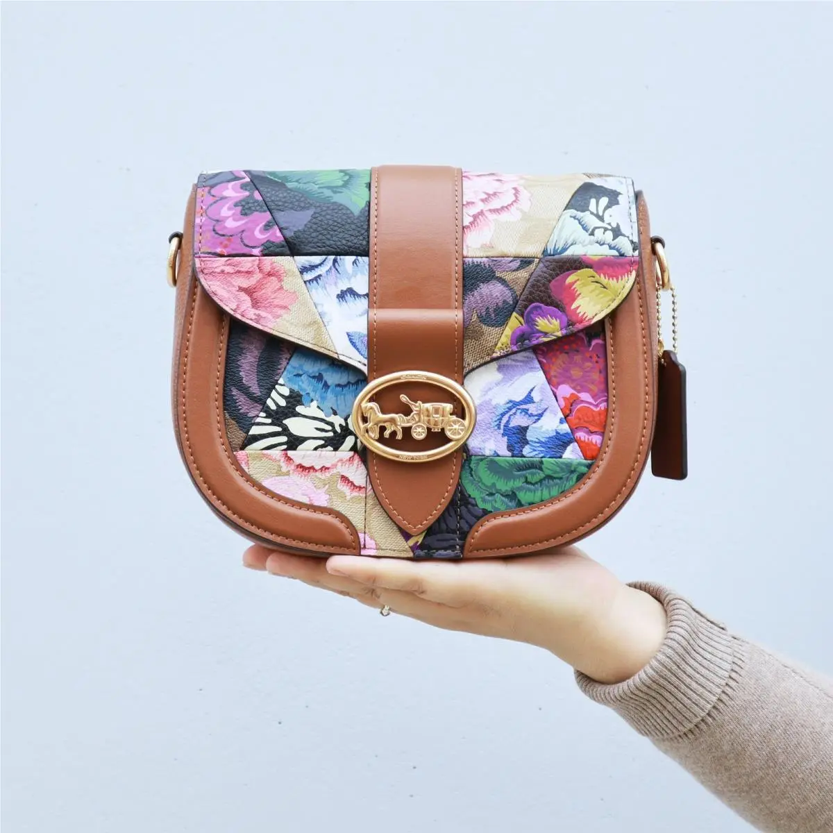 Coach Georgie Saddle Bag with Patchwork Kaffe Fassett Print Gorgeous