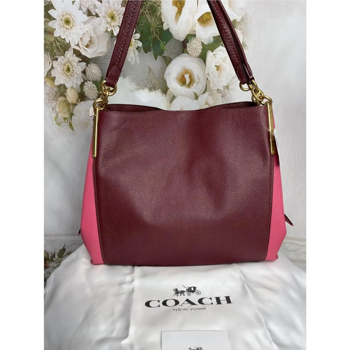 Coach Dalton 31 Shoulder Bag Colorblock Wine-multi 1016 Gorgeous