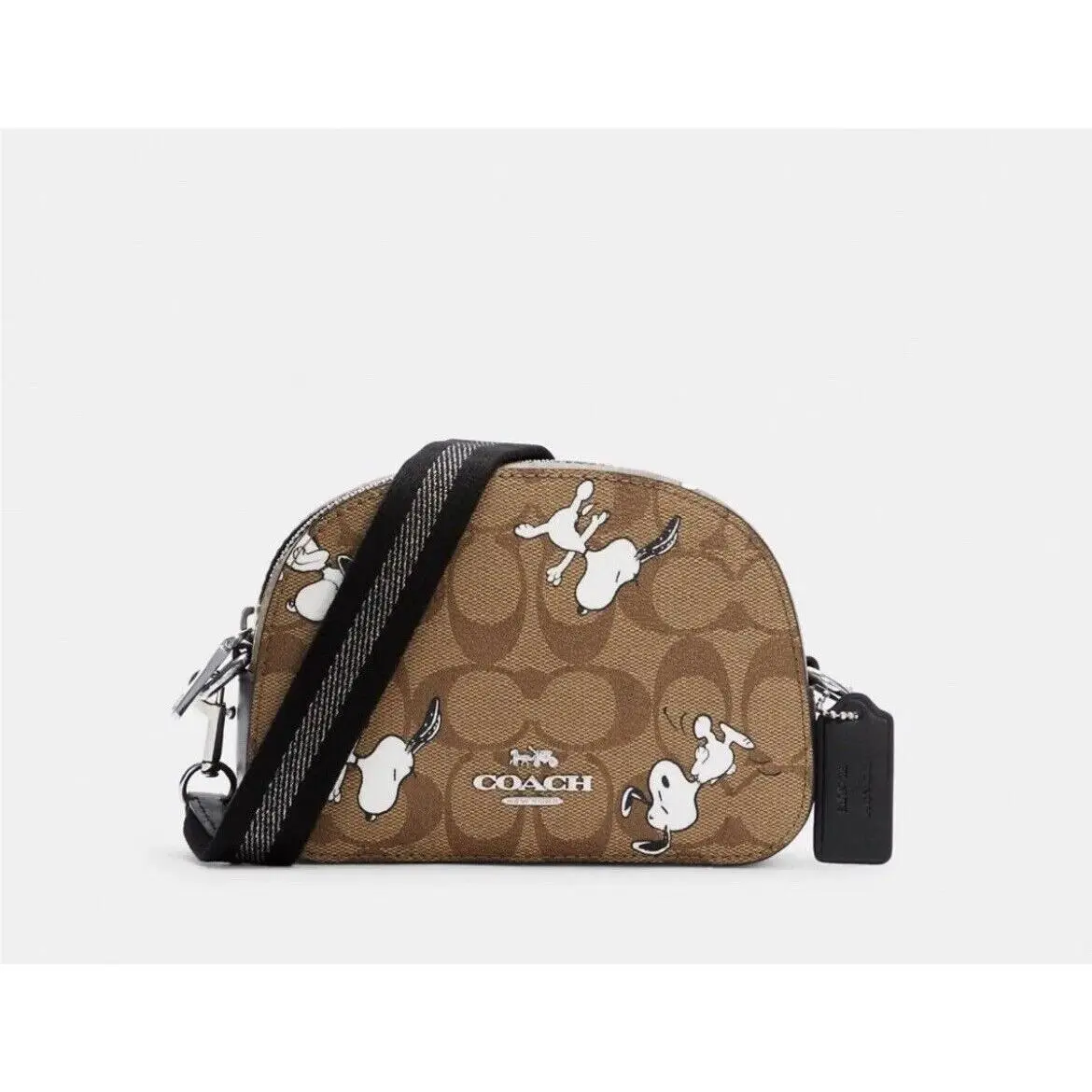 Coach X Peanuts Snoopy Mini Serena Leather Crossbody Signature Canvas C4590