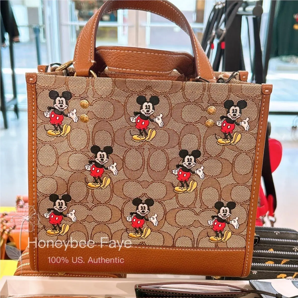 Disney X Coach Dempsey Tote 22 In Signature Jacquard with Mickey Mouse Print