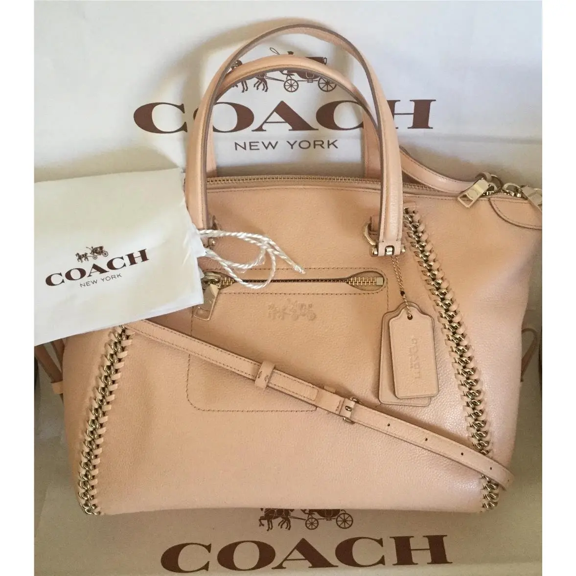 Coach 34339 Prairie Whiplash Leather Handbag Shoulder Bag Apricot