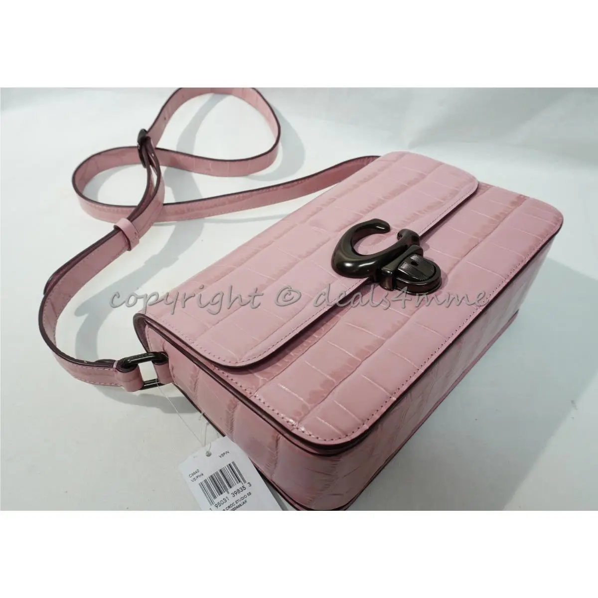 Coach C6640 Croc-embossed Studio Shoulder Bag in Pink