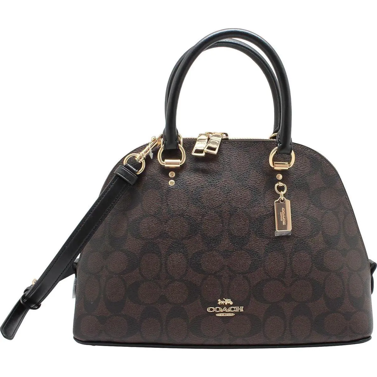 Coach Katy Satchel In Signature Canvas Im/brown Black