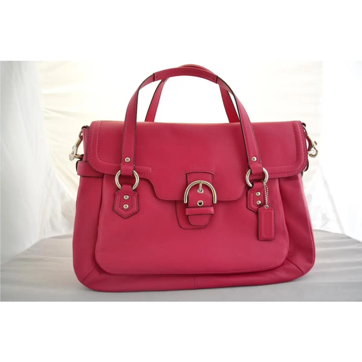 Coach Fuchsia Leather Satchel Shoulder Bag Purse Handbag F28627