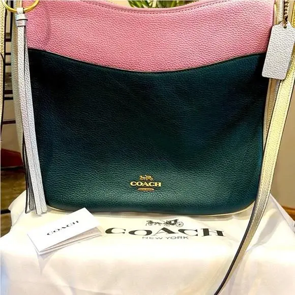 Coach Metallic Block Leather Chaise Pink Crossbody Bag Handbag