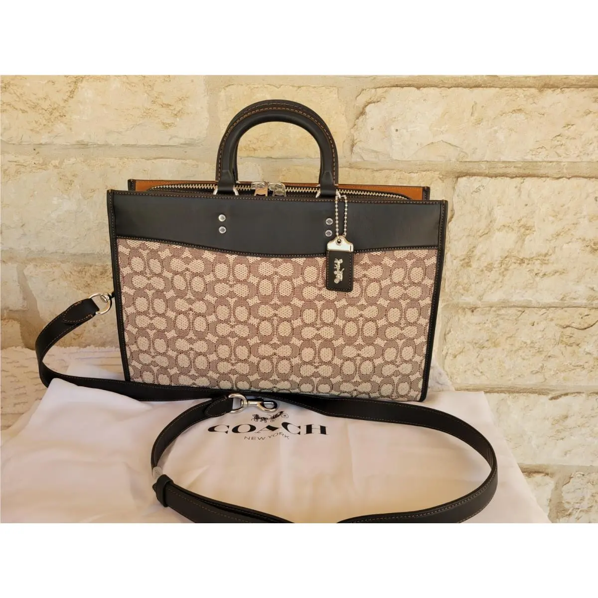 Coach Rogue Brief Signature Textile Jacquard Cocoa/black