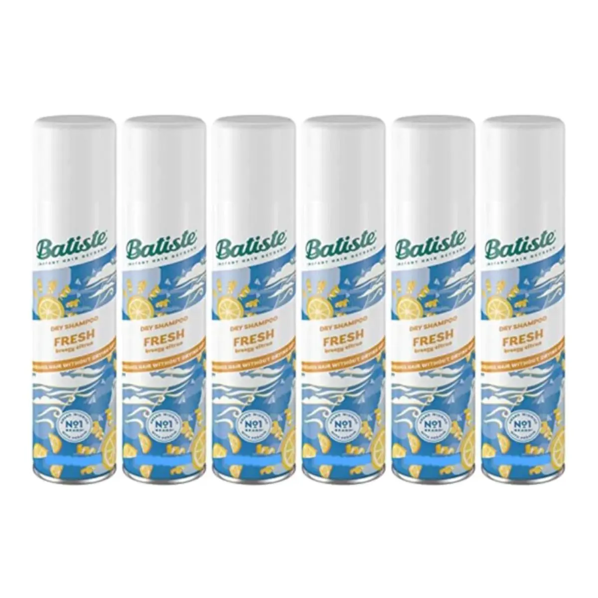 Batiste Fresh Dry Shampoo - Breezy Citrus Scent 200ml Pack of 6