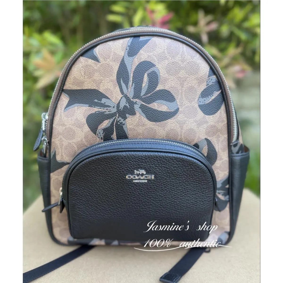 Coach Court Backpack In Signature Canvas with Bow Print CZ768