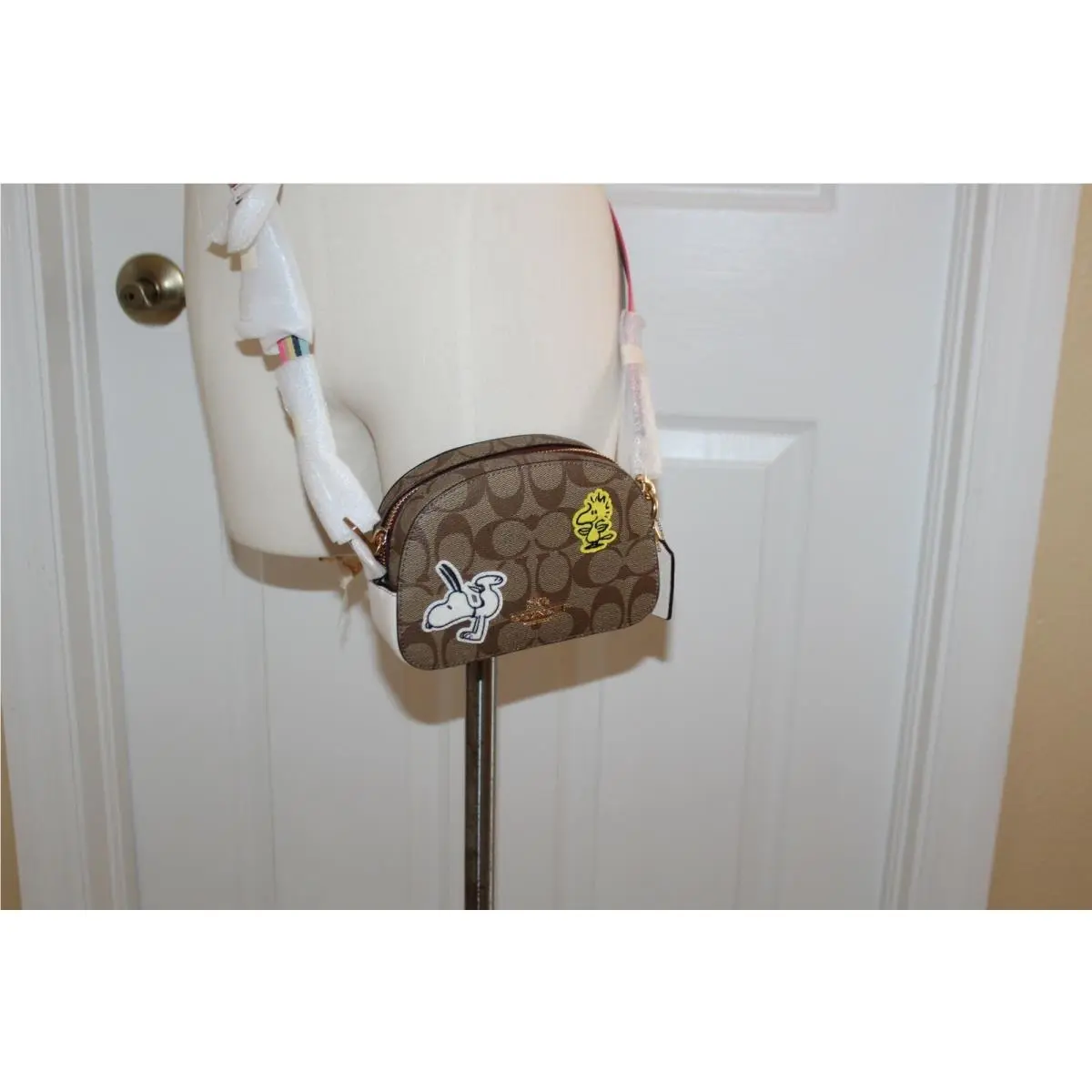Womens Coach Belt Bag Crossbody Brown Snoopy