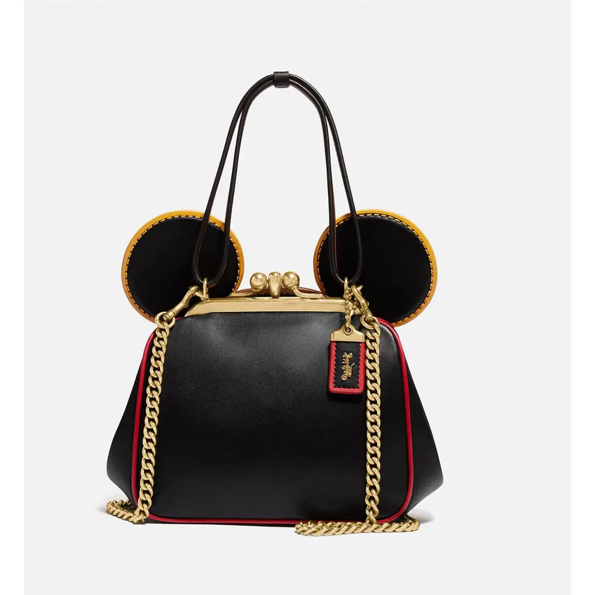 Coach Disney Mickey Mouse X Keith Haring Black Leather Kisslock Bag 4720