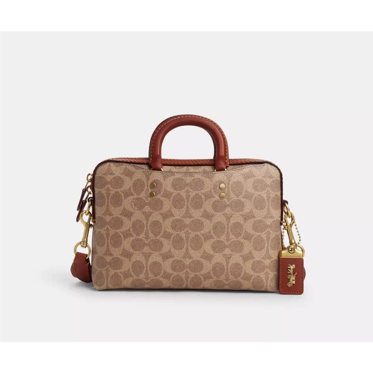 Coach Rogue Snall Slim Brief 25 In Signature Canvas Tan CQ771