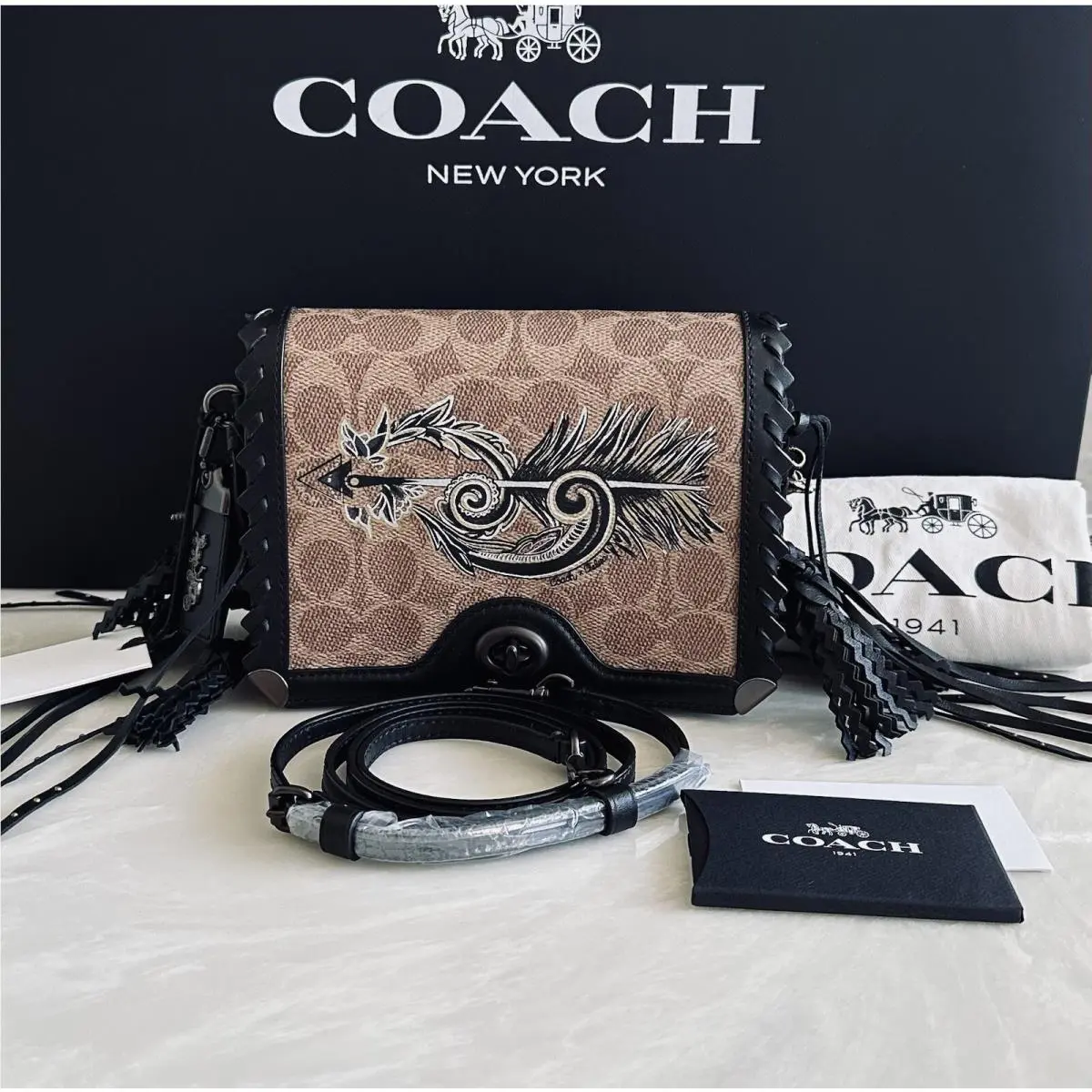 Tattoo Dinky 19 Whipstitch Chelsea Signature/leather Xbody Bag 36849 by Coach