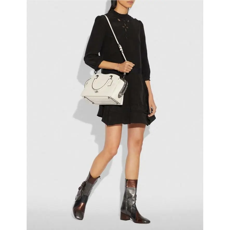 Coach 67710 Mixed Material Drew Satchel/shoulder Bag in Chalk/gunmetal