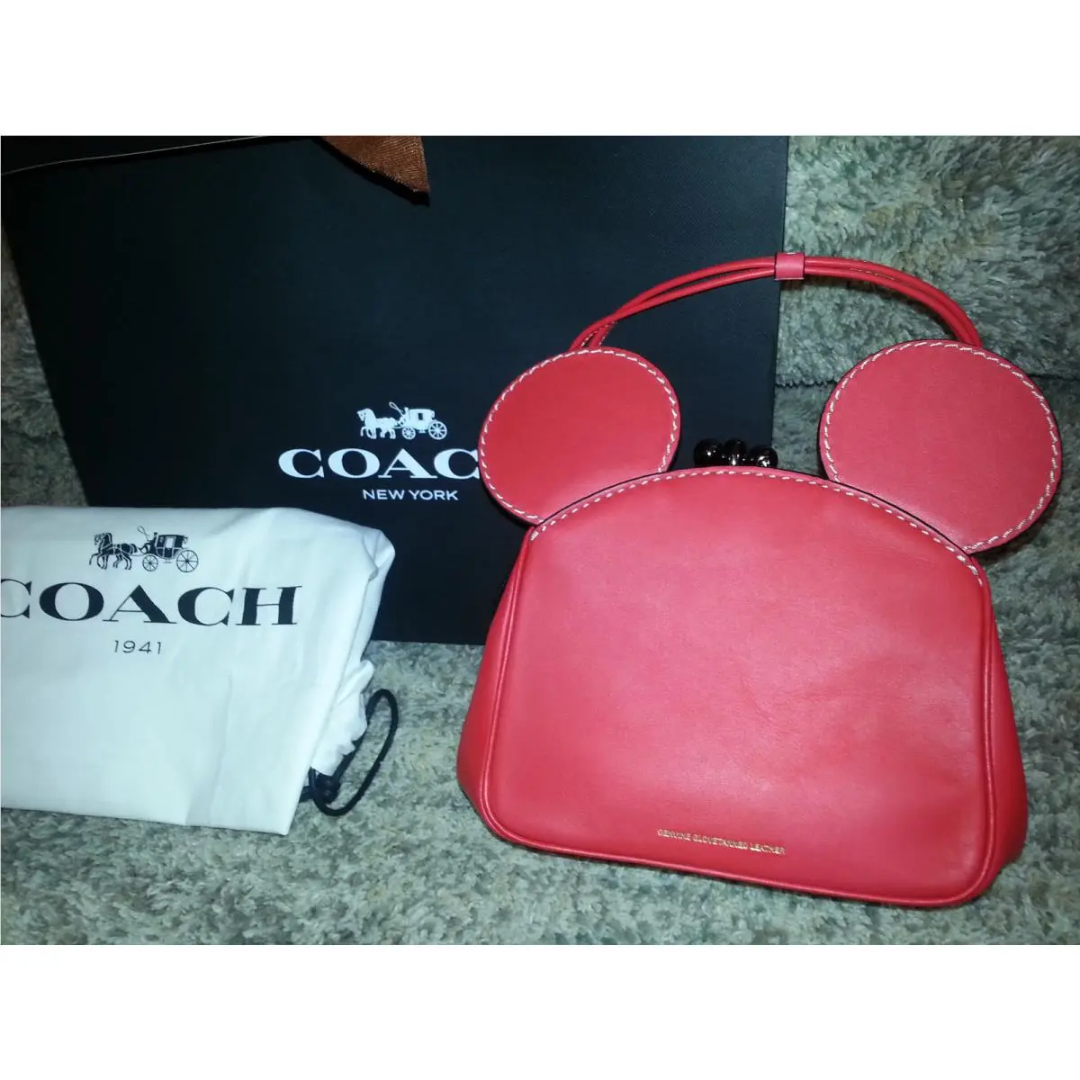 Coach X Disney Red Mickey Mouse Purse Kisslock Bag Satchel Limited Edition