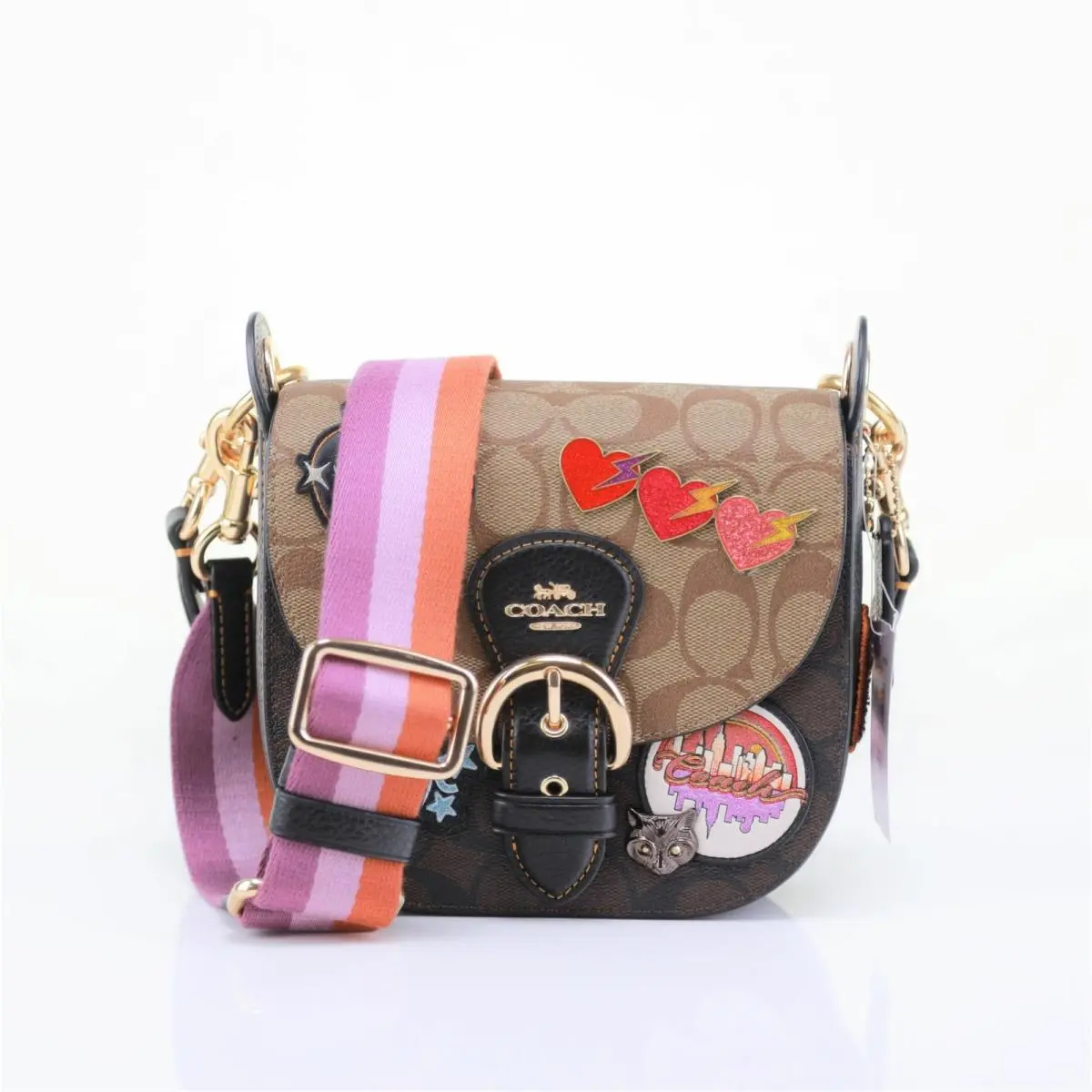 Disco Patch Cleo Colorblock Bag Brown Signature Limited Edt by Coach