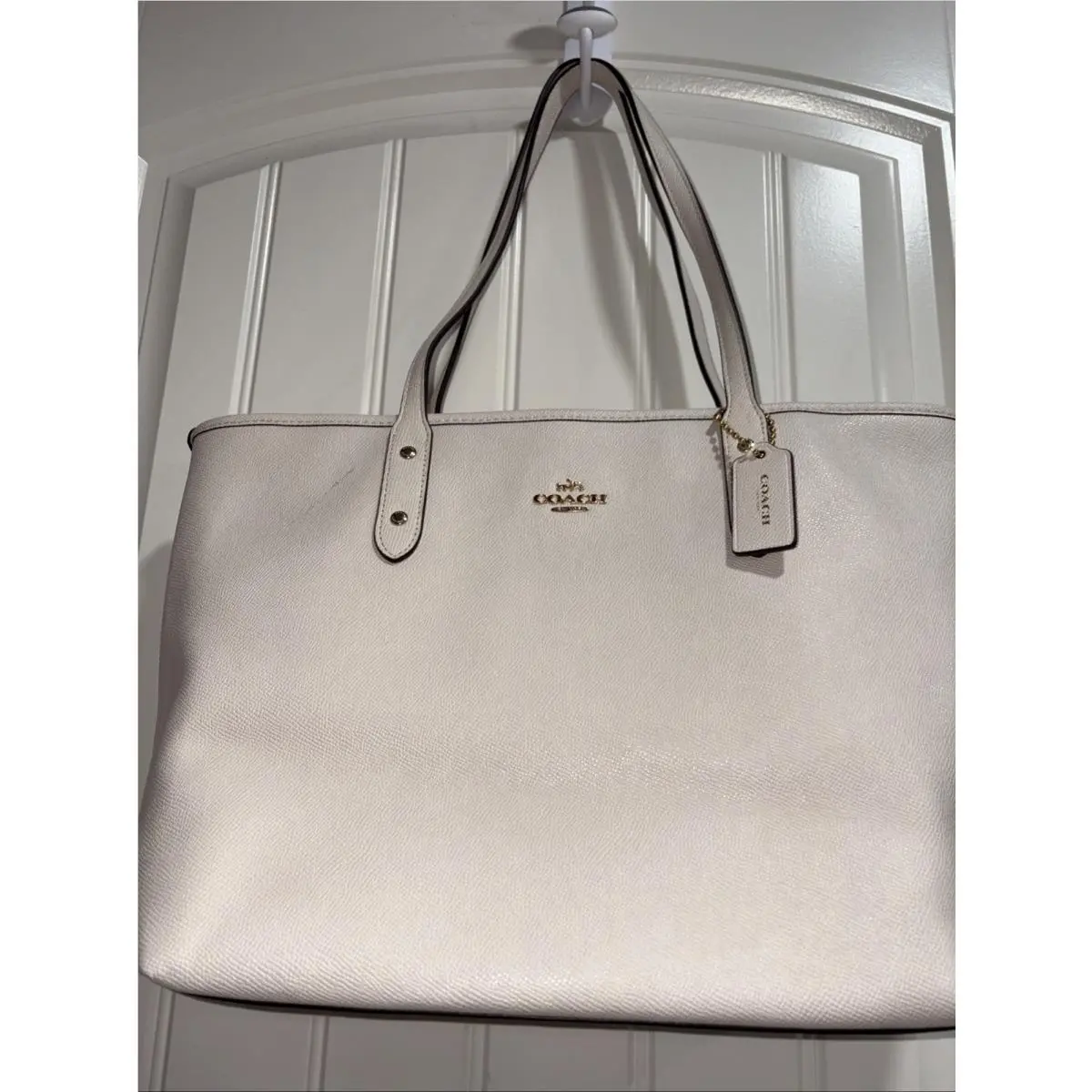 Coach F58846 Women`s Crossgrain Leather City Zip Tote White .new