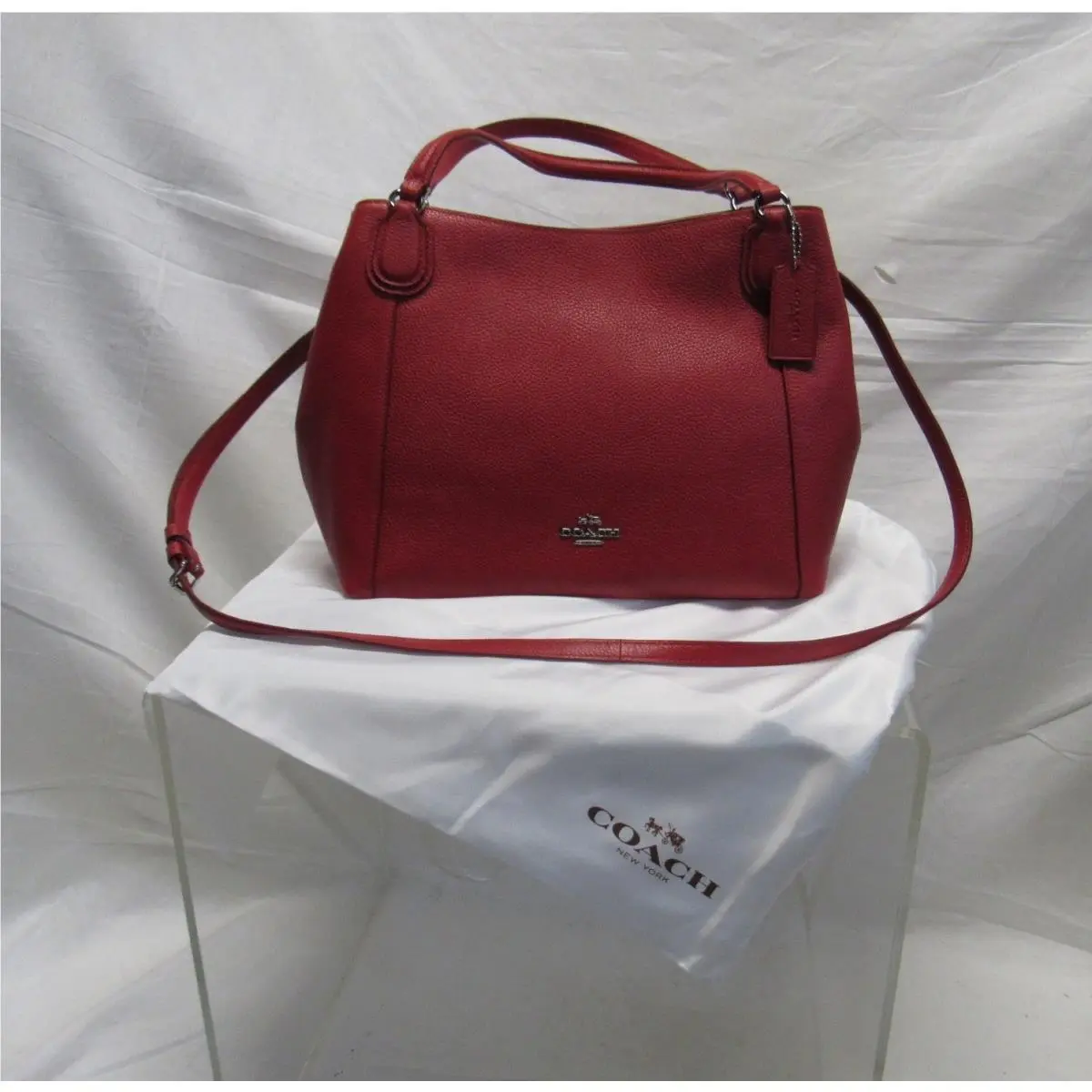 Coach Edie Shoulder Bag Refined Pebble Leather Beechwood