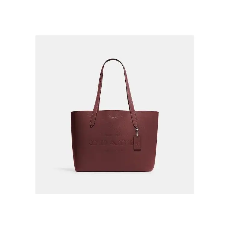 Coach CC050 Pebble Leather Cameron Large Tote Shoulder Bag Wine/burgandy