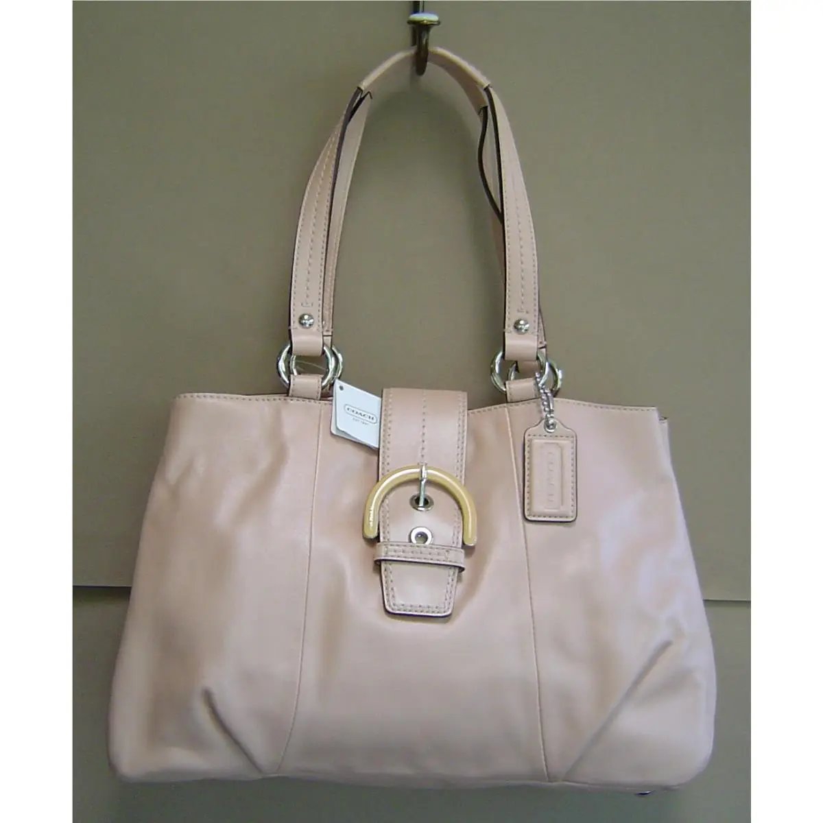 Coach Soho Leather East West Tote Shell Pink Bag Purse F18751 Blush