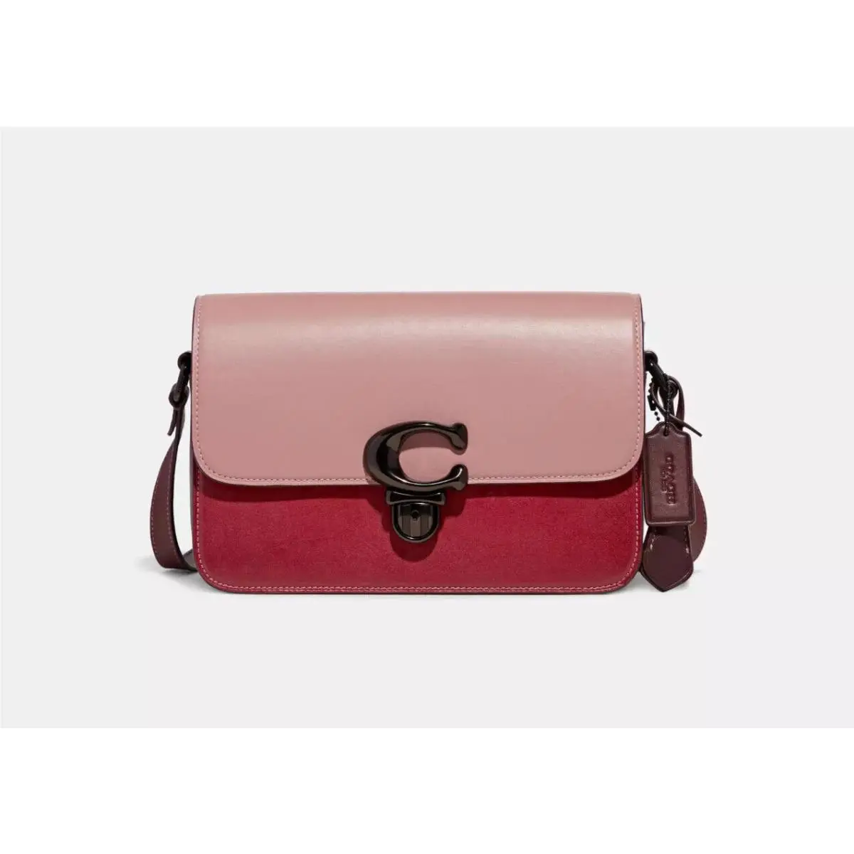 Coach Pink Multi Colorblock Studio Glovetanned Leather Shoulder Bag C6630