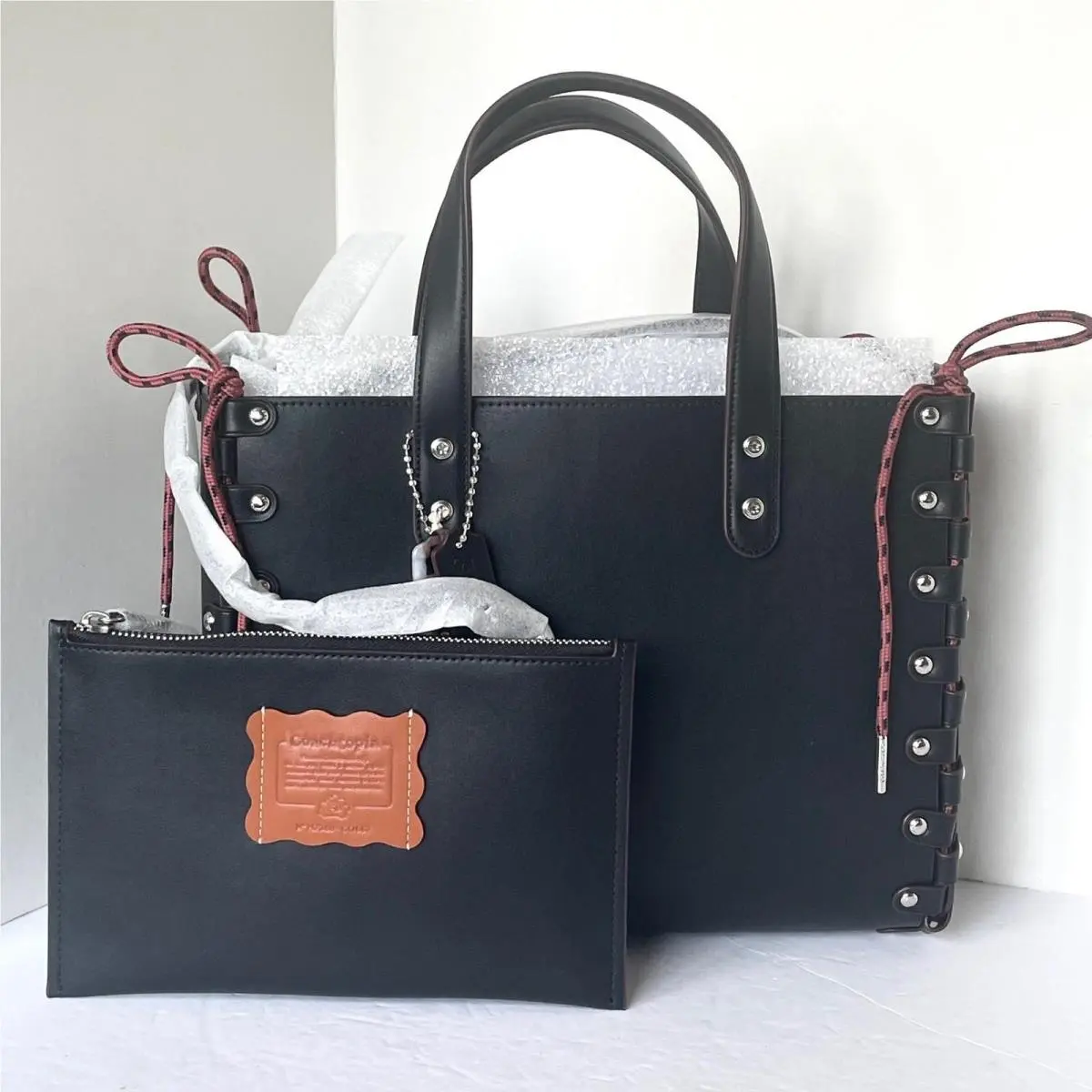 Coach Coachtopia Re-laceable Tote CO667 Black Leather Medium Crossbody Bag