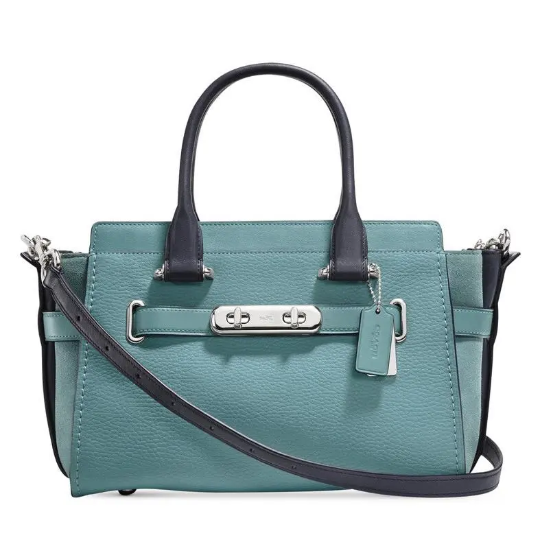 Coach Swagger 27 Pebble Leather Silver Marine Multi Color Bag Tote 26949