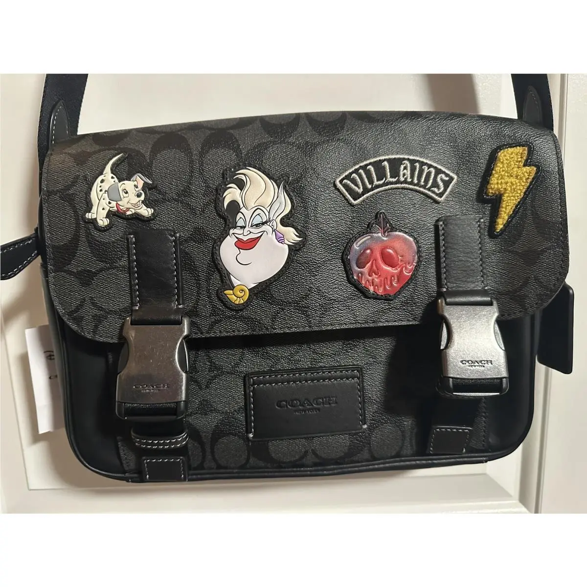 Coach CC037 Disney X Coach Track Crossbody In Signature Canvas with Patches