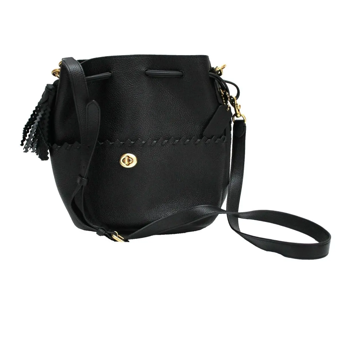 Coach Lora Bucket Bag Shoulder Bag Black Pebble Leather Rare