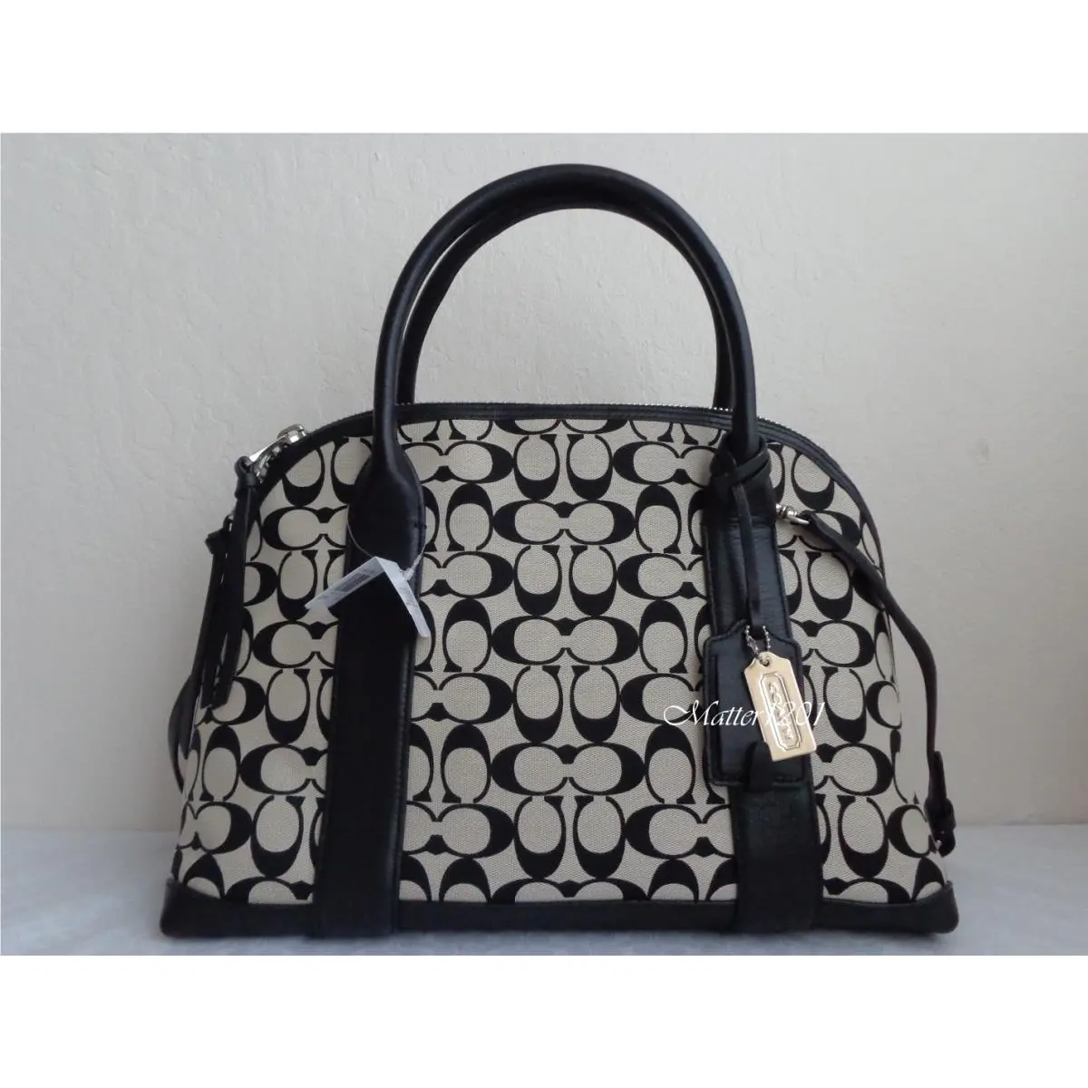 Coach 30160 Bleecker Print Signature Preston Satchel Light Khaki/black