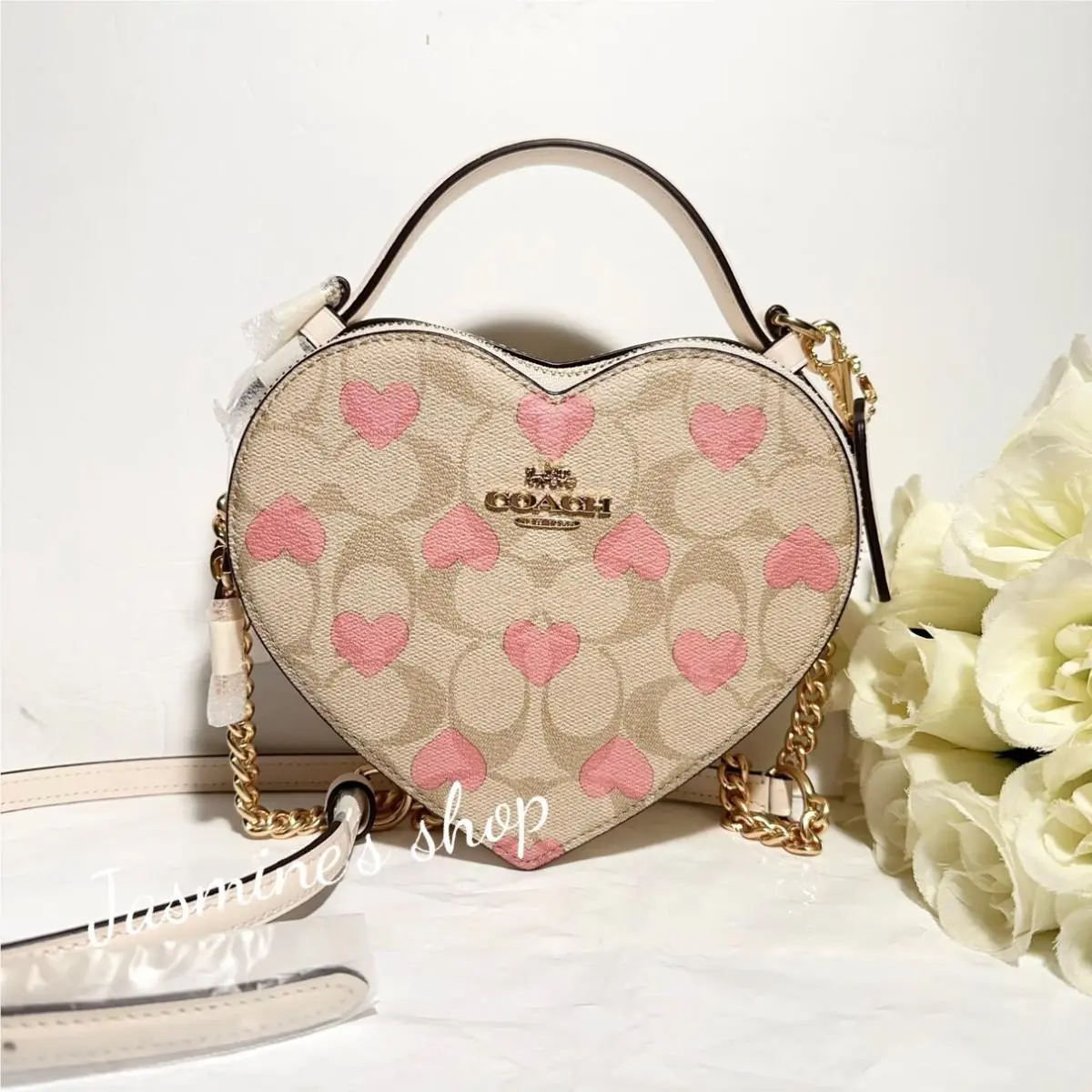Coach Heart Crossbody In Signature Canvas with Heart Print CP021