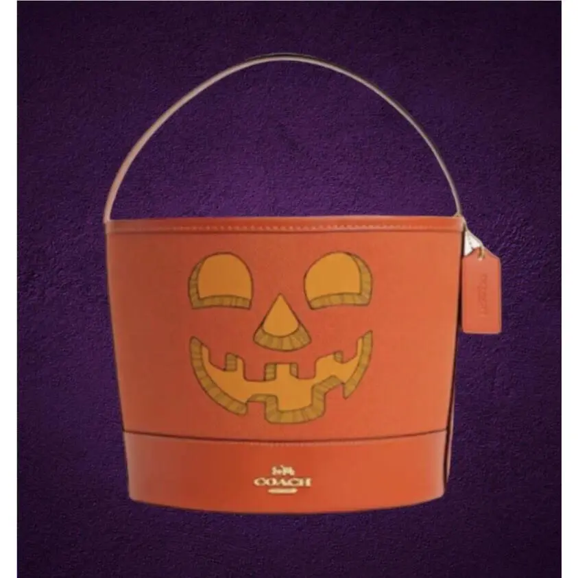 Coach Halloween Trick or Treat Orange Pumpkin Jack O’ Lantern Canvas Bucket