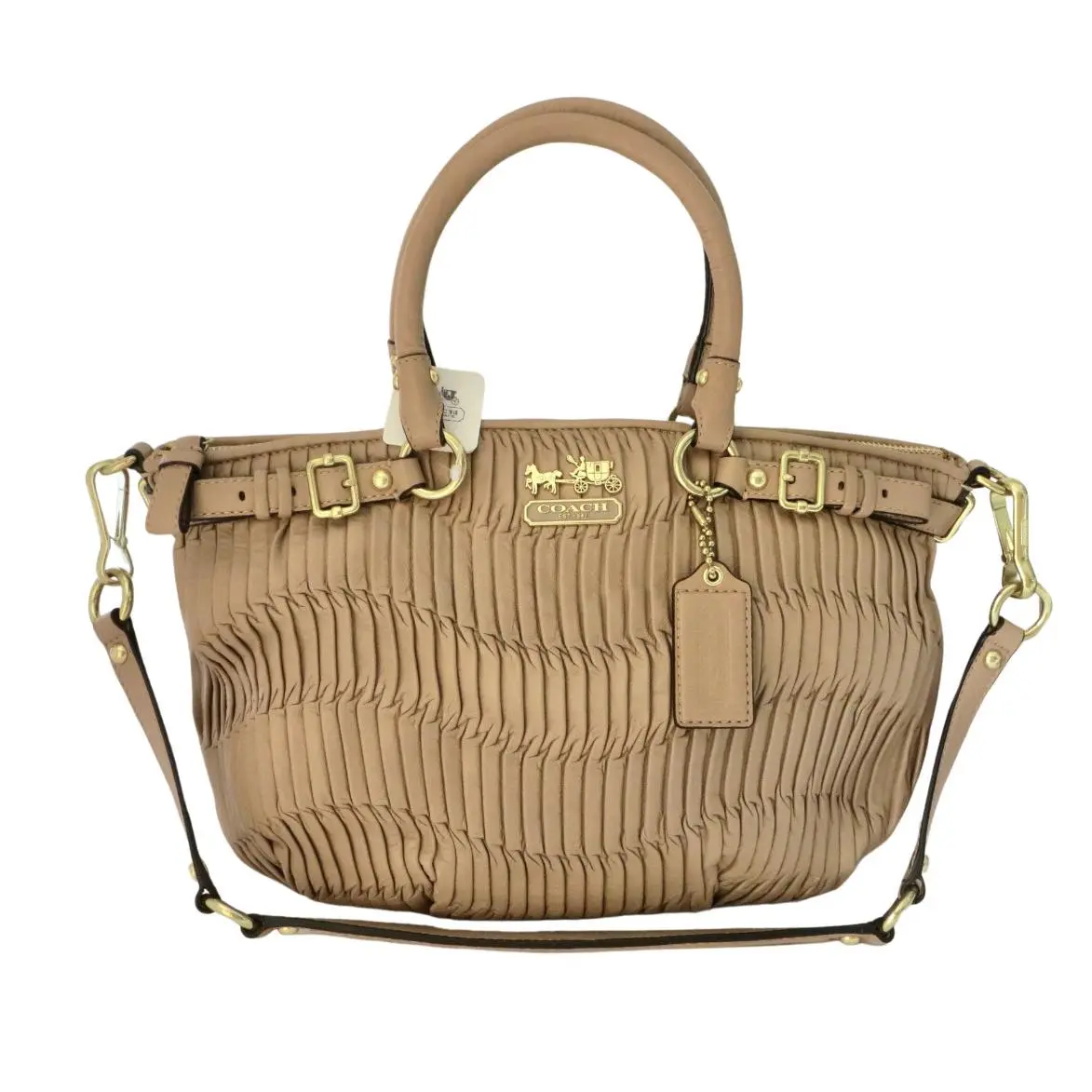 Sophia Cappuccino Beige Gathered Pleated Leather Purse 18620 Rare by Coach