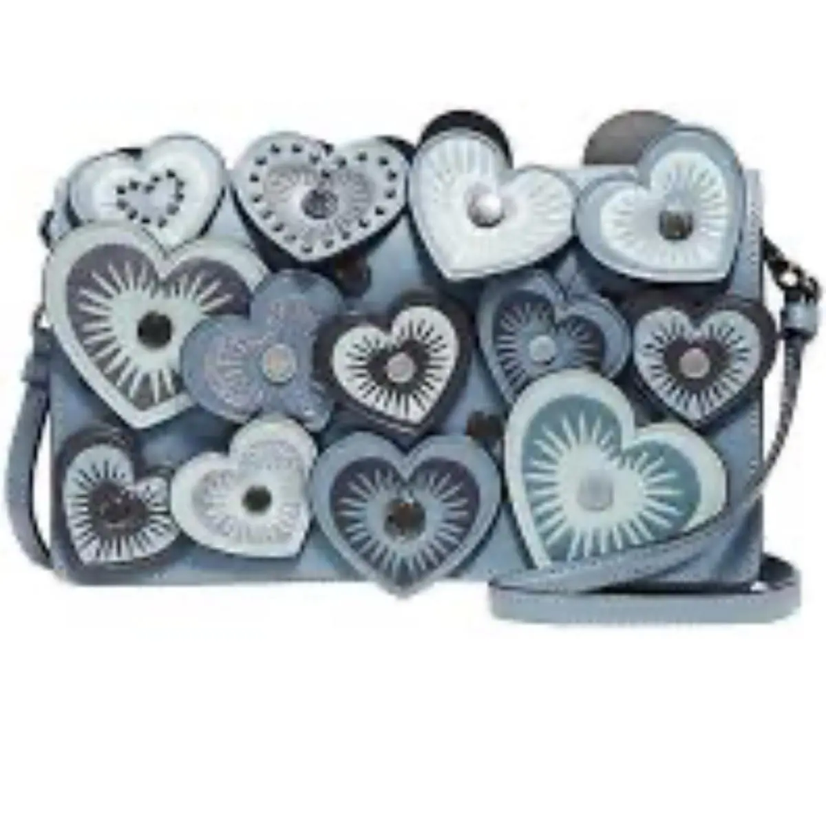 31757 Foldover Crossbody Clutch with Heart Dk/chambray Leather by Coach