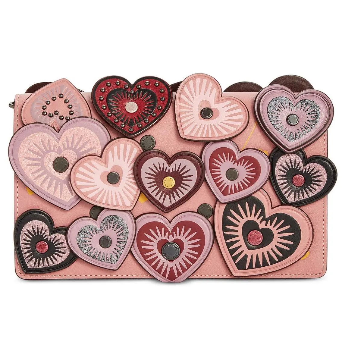 31757 Foldover Crossbody Clutch with Heart Dusty Rose/pink Leather by Coach
