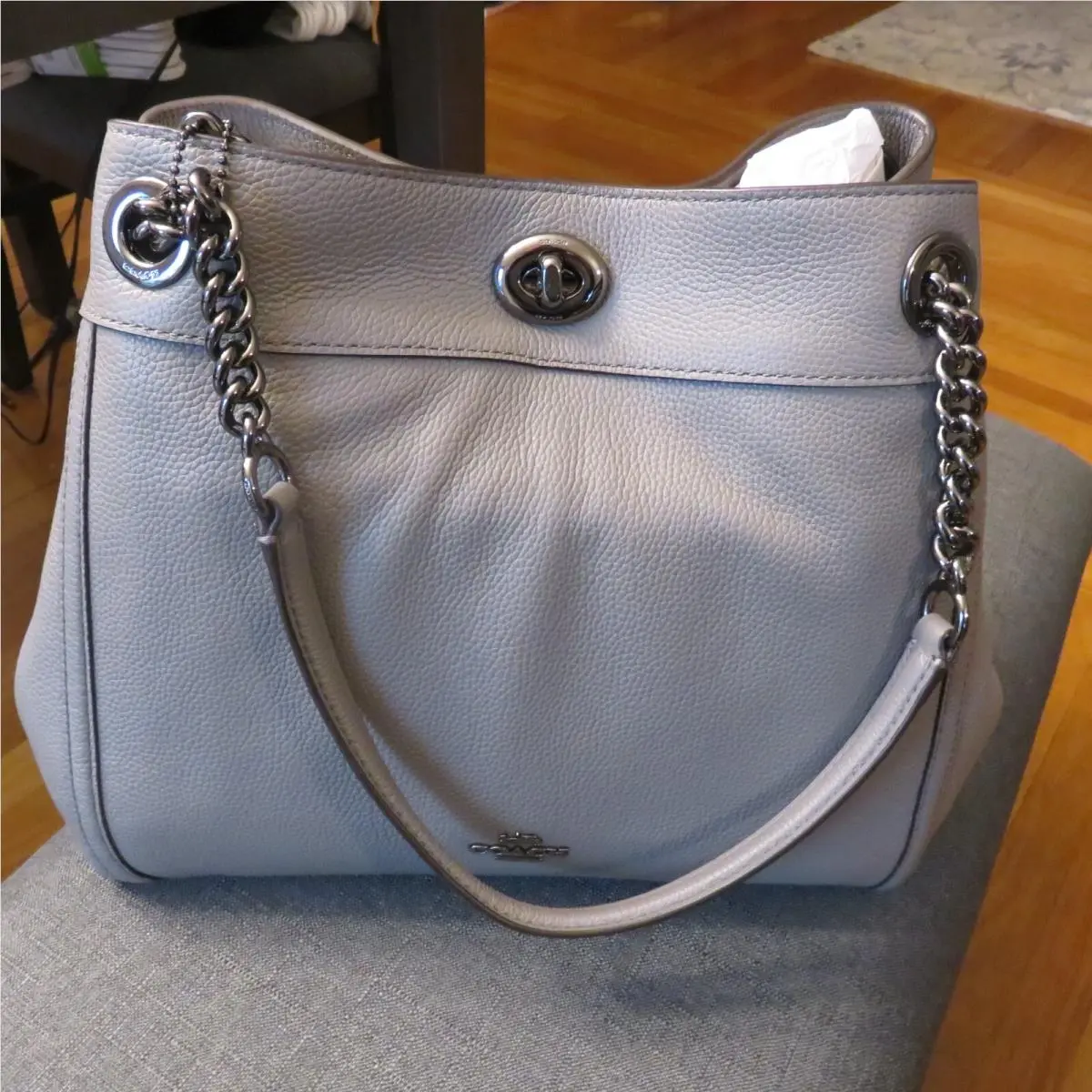 Gray Coach Soft Leather Pocketbook Purse Bag Tote