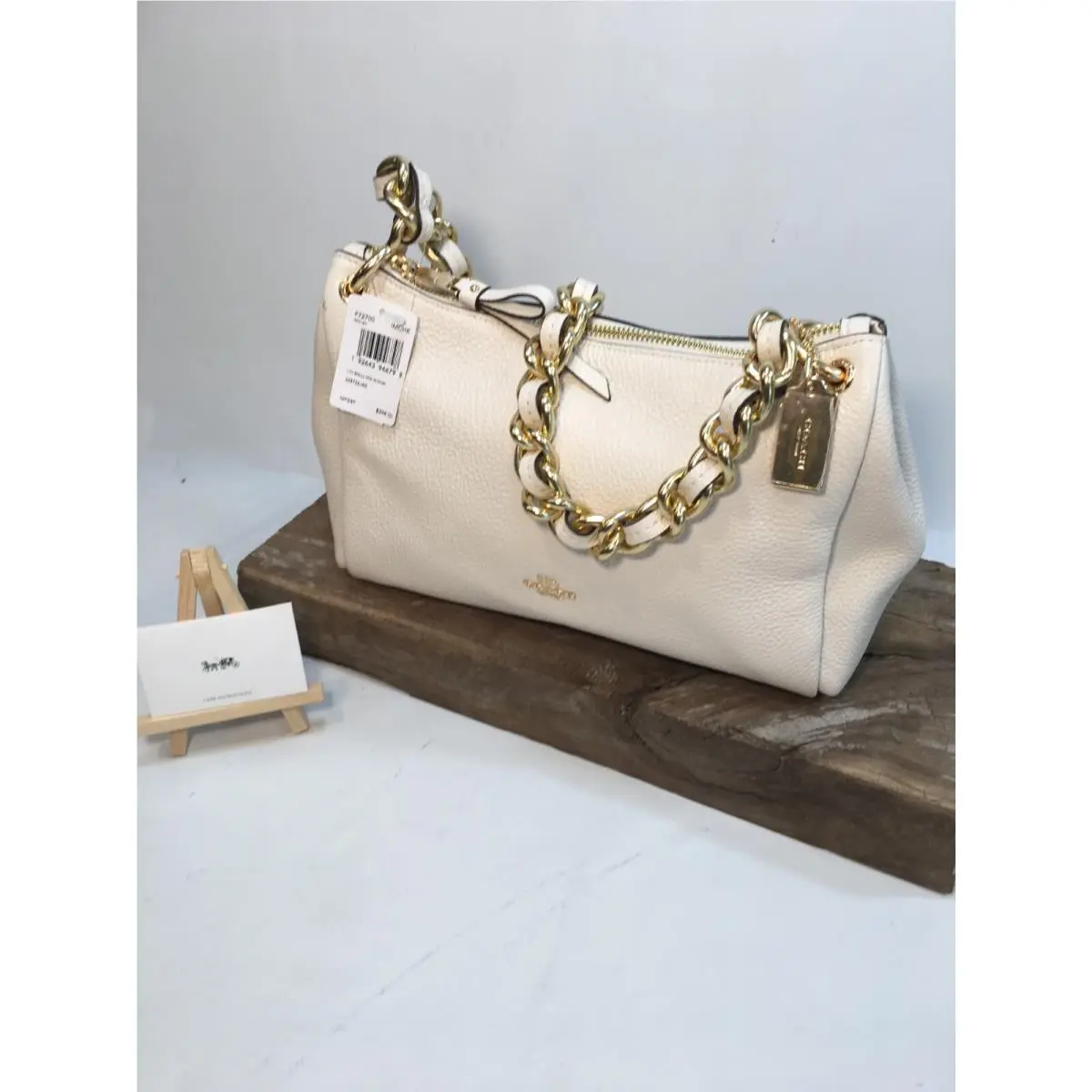 Coach White Pebble Leather Small Mia Shoulder Bag