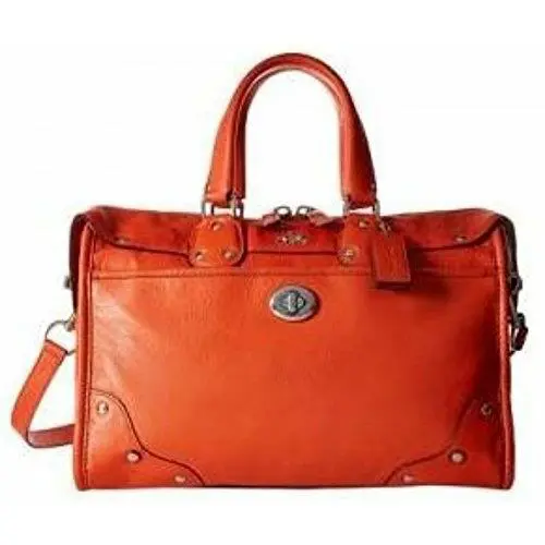 Coach Rhyder Leather Satchel Orange/coral Style 33689