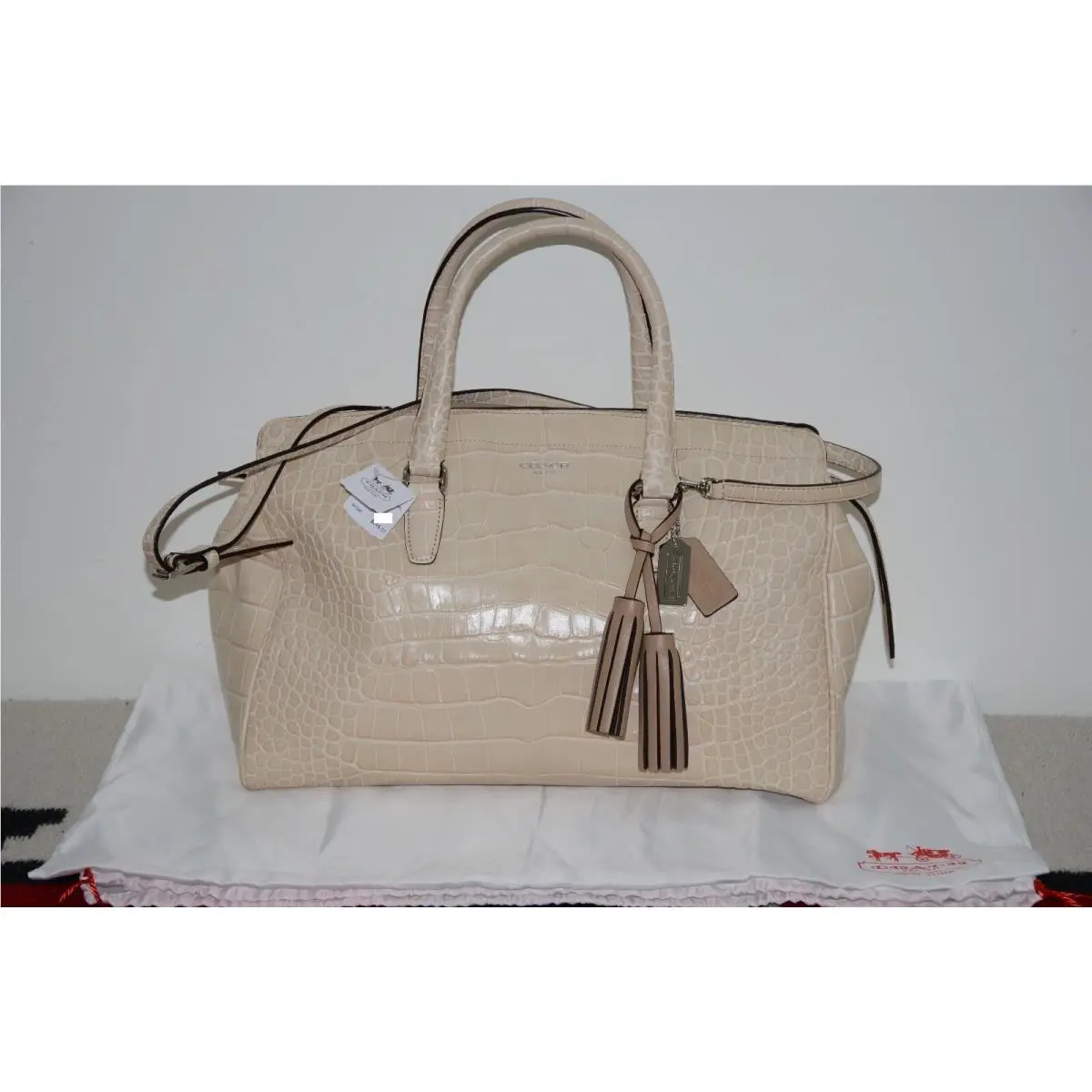Coach Legacy Embossed Crocodile Alligator Leather Satchel Tote Bag