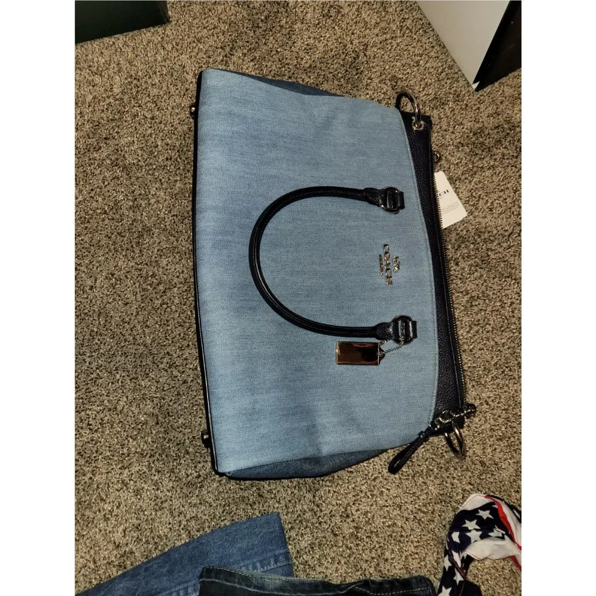 Coach Mia Satchel Classic Convertible Denim Crossbody 91457